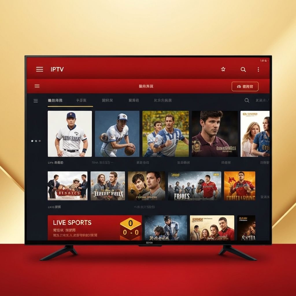 Modern IPTV streaming interface displaying live channels on smart TV